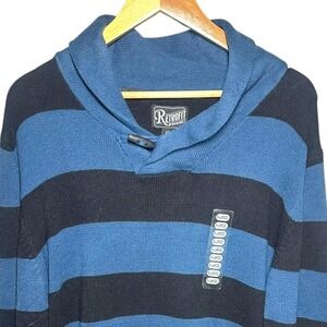 Retrofit Brand Mens Striped Shawl Collar Sweater Knit Button Pullover XL